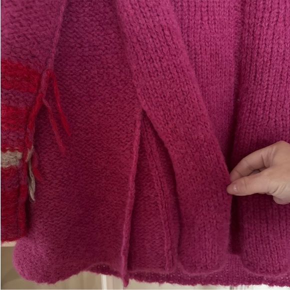 FREE PEOPLE Last Rose Sweater Pink alpaca slouchy oversized fringe - Picture 5 of 10